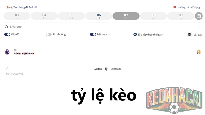 tỷ lệ kèo