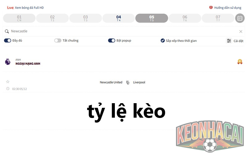 tỷ lệ kèo